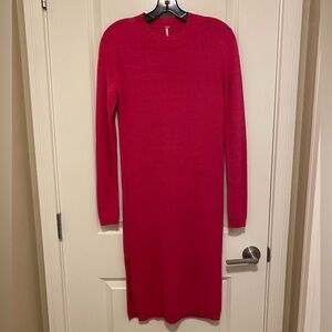 Free People Hot Pink Long Sleeve Knit Dress Xs